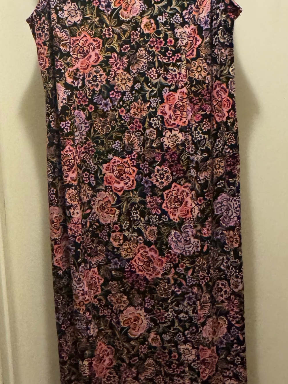 MSK Black Floral Top with Pink, Purple & Orange Blooms Size XL NWOT - Picture 4 of 13